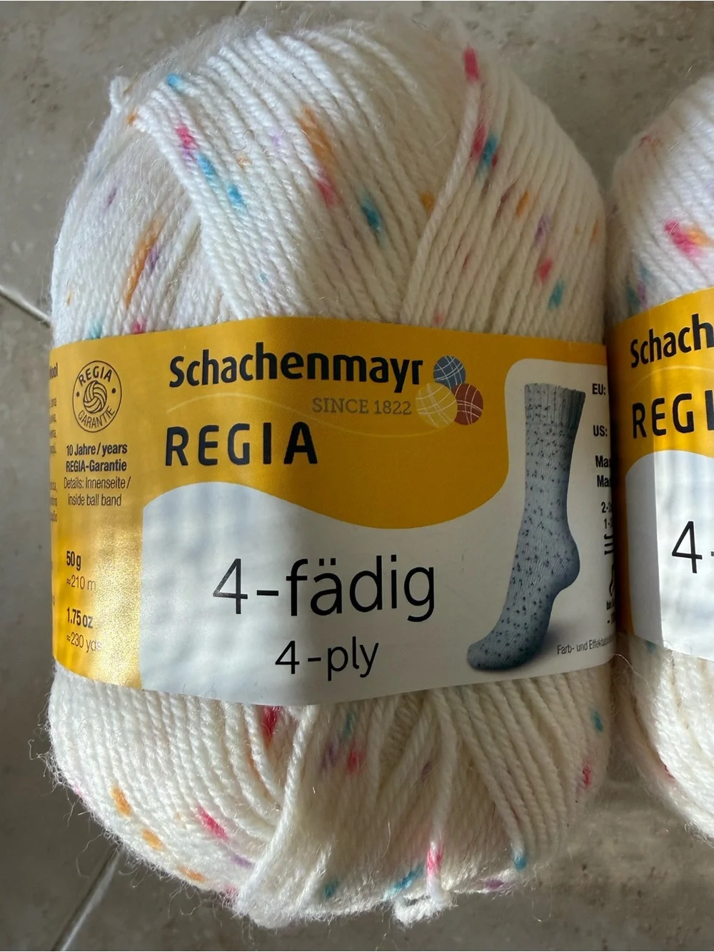 4-ply White Speckled Sock Yarn